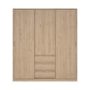 Dabīga toņa drēbju skapis ar ozolkoka imitāciju un bīdāmām durvīm 177x200x60 cm Naia – Tvilum