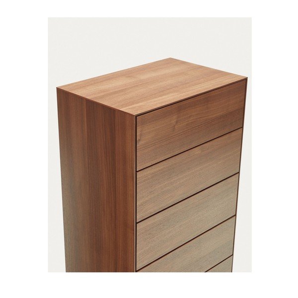 Dabīga toņa augsta kumode ar riekstkoka imitāciju 60x114 cm Vedrana – Kave Home-image-3