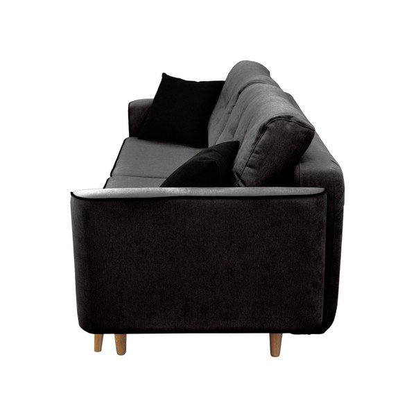 Melns trīsvietīgs izlaižams dīvāns ar gaišām kājām Mazzini Sofas Ivy-image-2