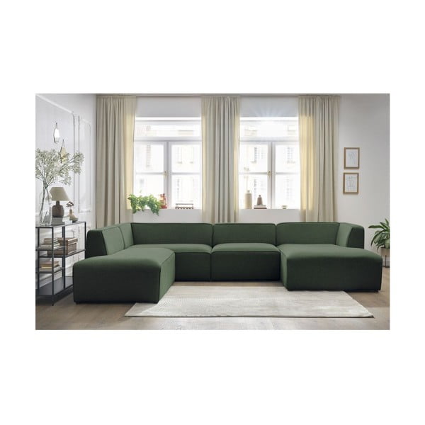Zaļš modulārais stūra dīvāns (ar kreiso stūri/U veida) Megeve – Bobochic Paris-image-3