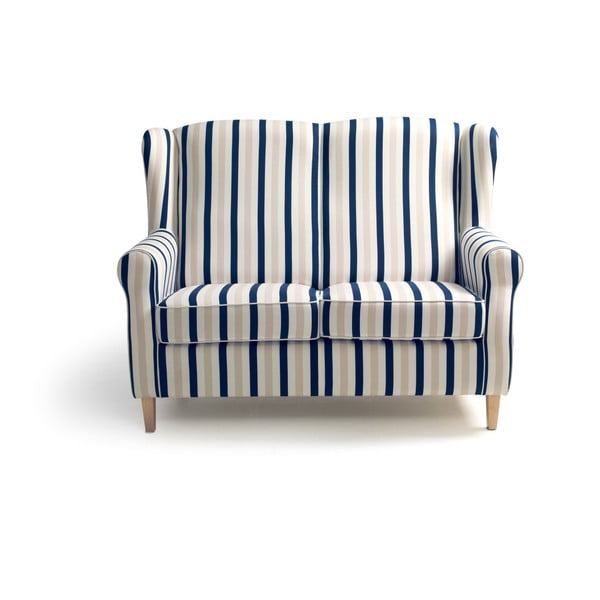 Dīvāns ar zilām un baltām svītrām Max Winzer Lorris, 139 cm