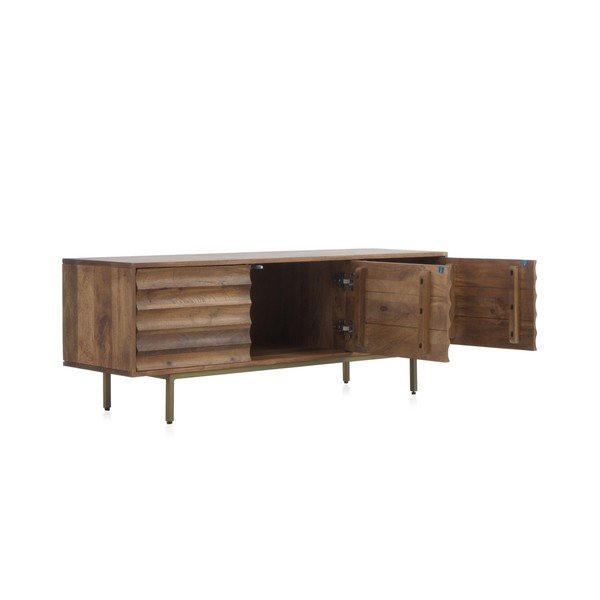 Dabīga toņa mango masīvkoka TV galdiņš 140x51 cm Ripple – Geese-image-1