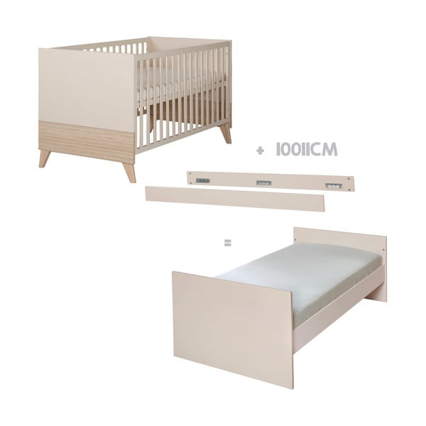 Bēša bērnu gultiņa ar regulējamu augstumu 70x140 cm Sidney – Roba-image-3