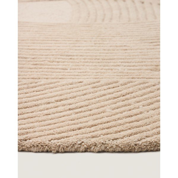 Krēmkrāsas ar rokām darināts vilnas paklājs 160x230 cm Domm – Kave Home-image-3