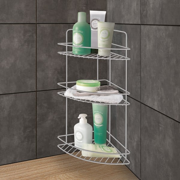 Spīdīgas sudraba krāsas tērauda vannas istabas plaukts Luxy – Metaltex-image-1