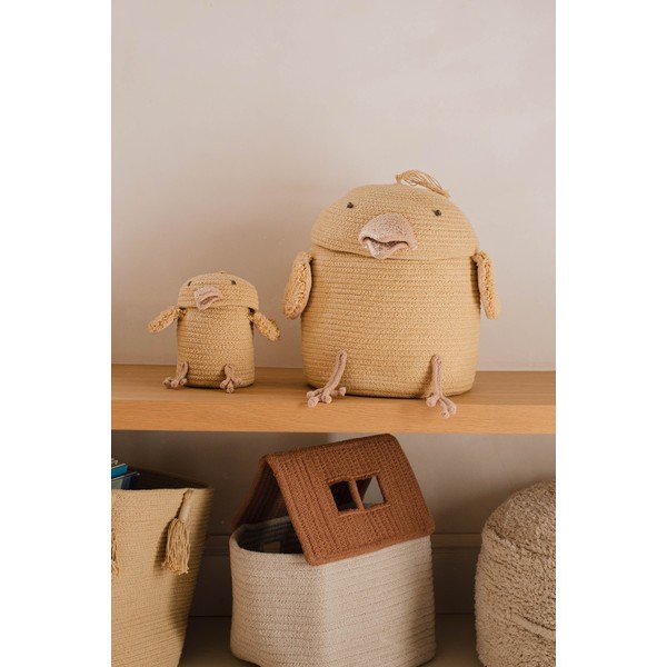 Dzeltens tekstila bērnu rotaļlietu grozs ø 13x15 cm Mini Charlie the Chicken – Lorena Canals-image-1