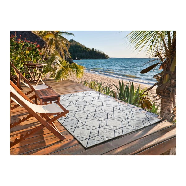 Krēmkrāsas/zils āra paklājs Universal Elba Geo, 140 x 200 cm-image-2