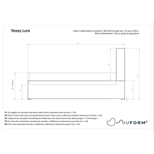 Bēša mīksta vienvietīga gulta ar režģi 90x200 cm Sleepy Luna – Miuform-image-4