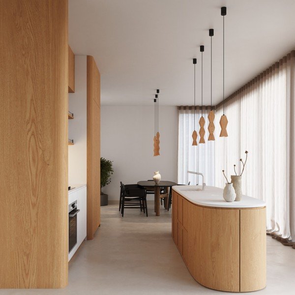Dabīga toņa dižskābarža masīvkoka piekaramā lampa ø 8 cm Cubo – Sollux-image-4