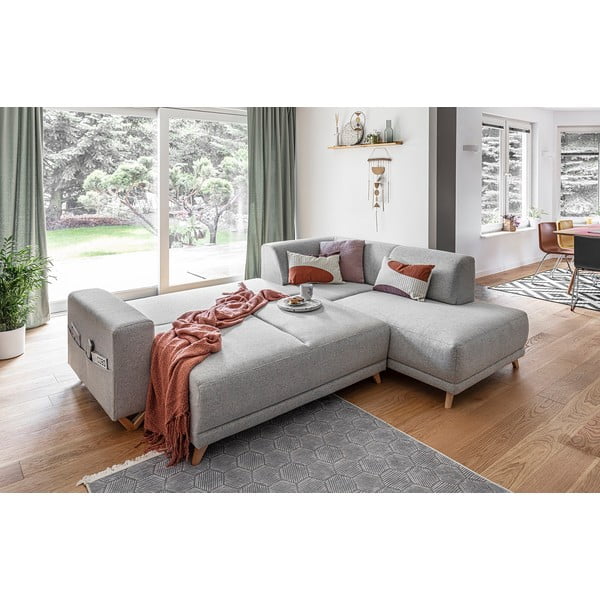 Gaiši pelēks salokāms/ar uzglabāšanas vietu stūra dīvāns (ar labo stūri/L veida) Classy Sophie – Miuform-image-4