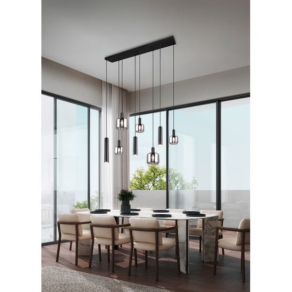 Melna piekaramā lampa ar metāla abažūru/ar stikla abažūru Mataro – Trio-image-1