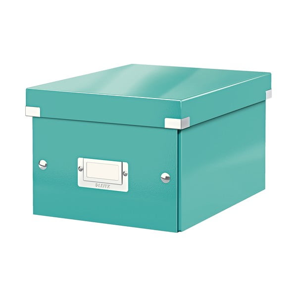 Zaļa/tirkīzzila kartona uzglabāšanas kaste ar vāku 22x28x16 cm Click&Store – Leitz