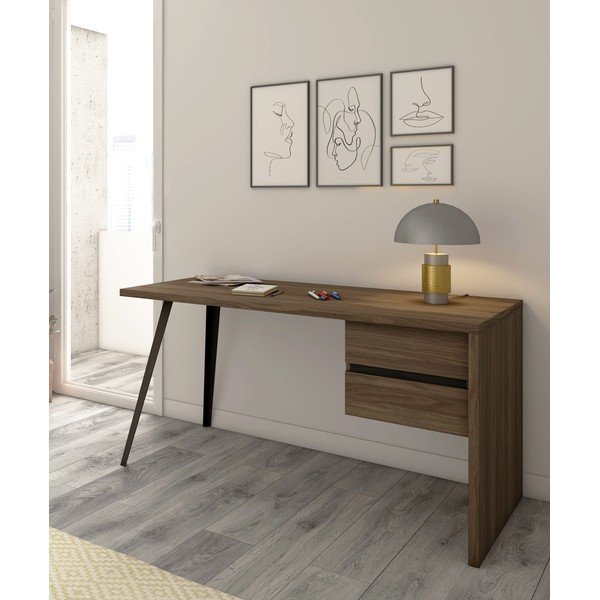 Darba galds ar riekstkoka imitāciju 69x136 cm Rio2 – Marckeric-image-1
