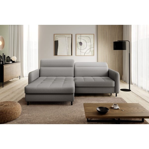 Pelēks samta salokāms/ar uzglabāšanas vietu stūra dīvāns (ar kreiso stūri/ar zvilni) Gomsi – ELTAP-image-3