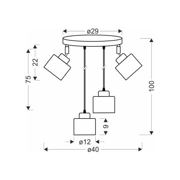 Melna metāla piekaramā lampa Wama – Candellux Lighting-image-1