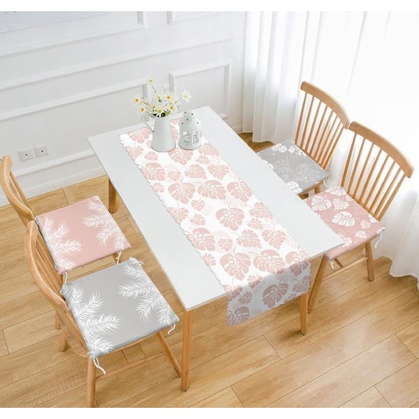 Sēdekļa spilvenu un galda celiņa komplekts (5 gab.) Tropical Leaves – Mila Home-image-1