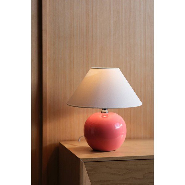 Rozā/krēmkrāsas keramikas galda lampa (augstums 29 cm) Karamell – Jotex-image-1