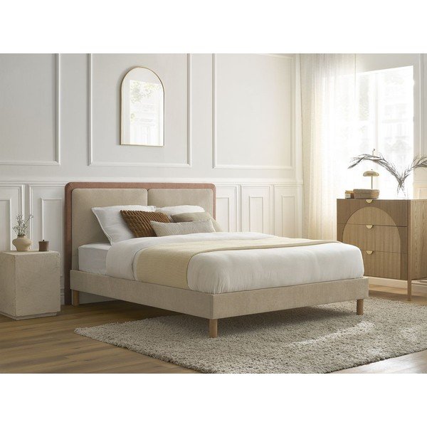 Dūmakaini rozā polsterēta polsterēta divvietīga gulta ar redelēm 160x200 cm Mara – Bobochic Paris-image-1