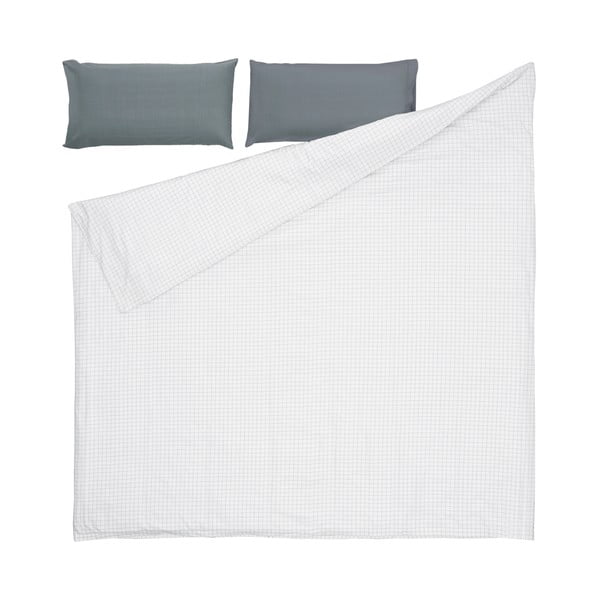 Pelēka organiskās kokvilnas gultasveļa ar palagu Kave Home Lesly, 240 x 260 cm-image-2