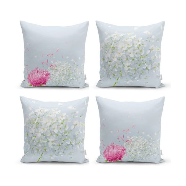 4 dekoratīvo spilvendrānu komplekts Minimalist Cushion Covers Soft Flowers, 45 x 45 cm