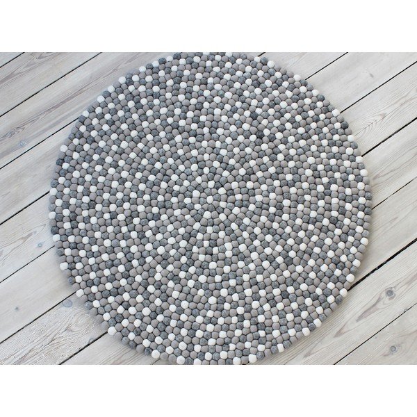 Gaiši pelēks vilnas bumbiņu paklājs Wooldot Ball Rugs, ⌀ 120 cm-image-1
