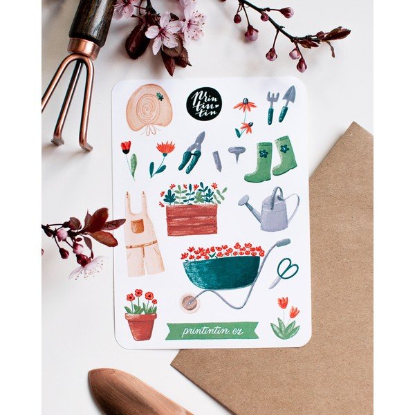 Vinila uzlīmju loksne ar dārznieka motīvu Printintin, 10,5 cm x 14,5 cm-image-1