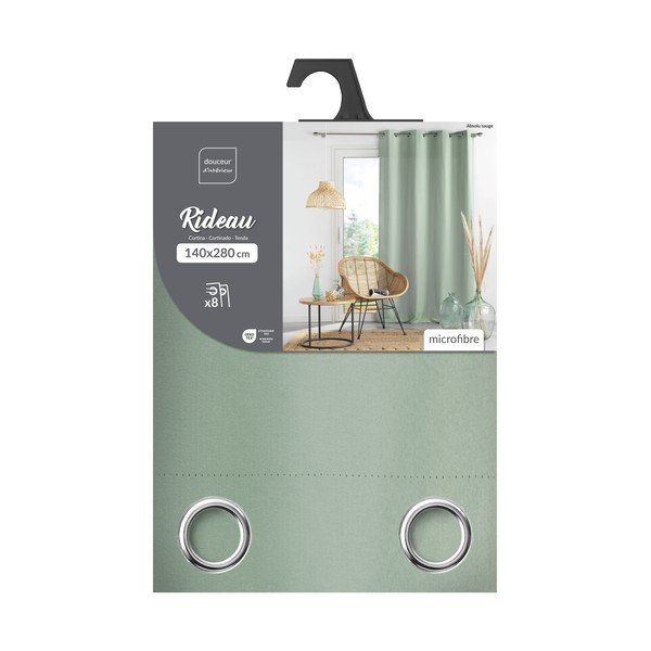 Salvijas zaļš mikrošķiedras daļēji gaismu necaurlaidīgs aizkars 140x280 cm Absolu – douceur d'intérieur-image-4