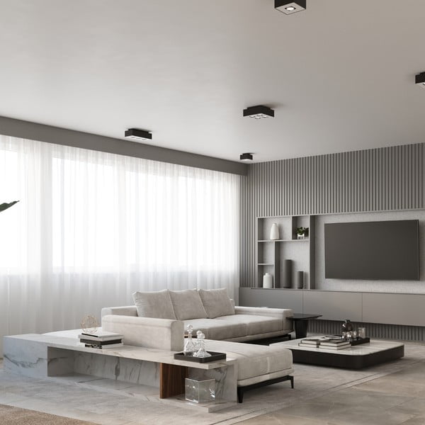 Melna griestu lampa ar metāla abažūru 24x24 cm Hydra – Sollux-image-2