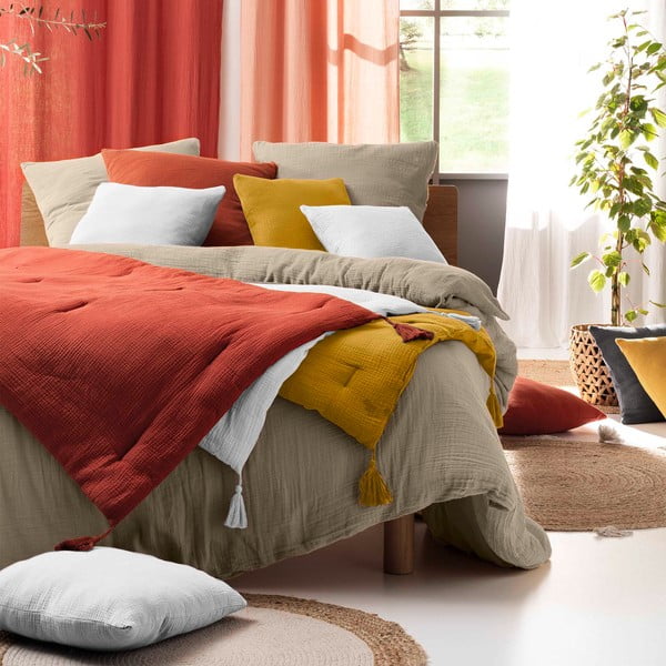 Bēša divguļamā muslīna gultas veļa 220x240 cm Angelia – douceur d'intérieur-image-2