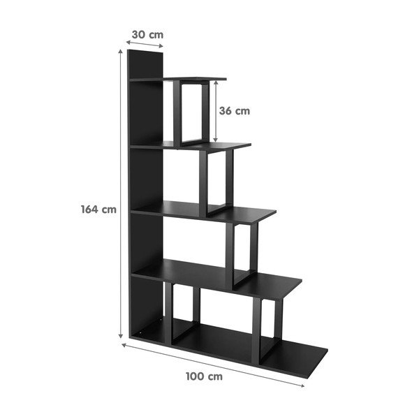 Melns plaukts 100x164 cm Step – Kalune Design-image-4