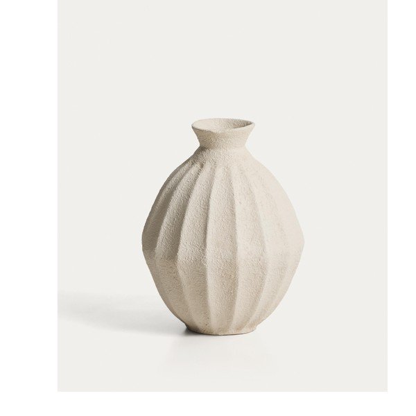 Krēmkrāsas rokām darināta/augsta vāze no papjēmašē (augstums 46,5 cm) Arquena – Kave Home