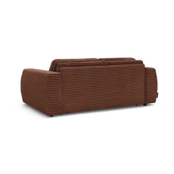 Oranžs velveta dīvāns gulēšanai/salokāms 220 cm Hugo – Bobochic Paris-image-4