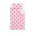 Balta/rozā vienguļamā gultas veļa 135x200 cm Disco Cherries Stripes – Catherine Lansfield