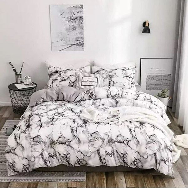 Melnbalta divvietīga/īpaši gara kokvilnas gultas veļa ar palagu 200x220 cm – Mila Home