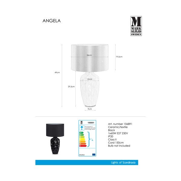 Melna galda lampa Markslöjd Ben, ø 26 cm-image-2
