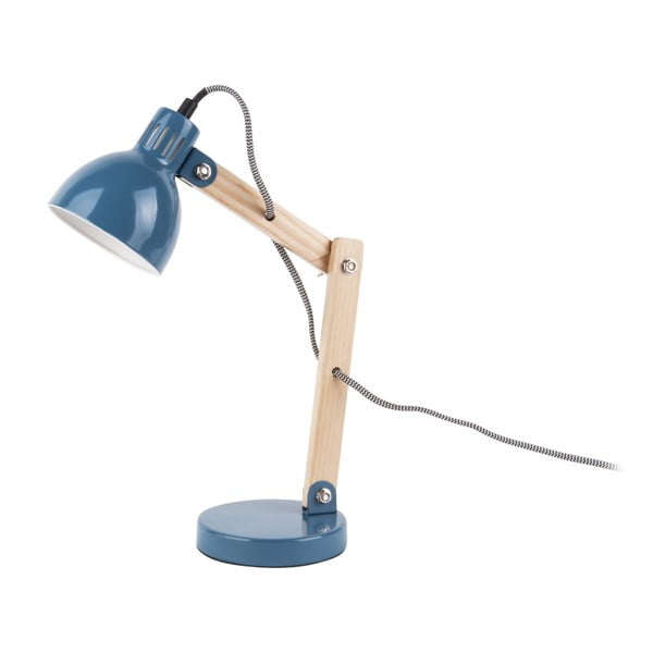 Zila galda lampa ar koka detaļām Leitmotiv Ogle