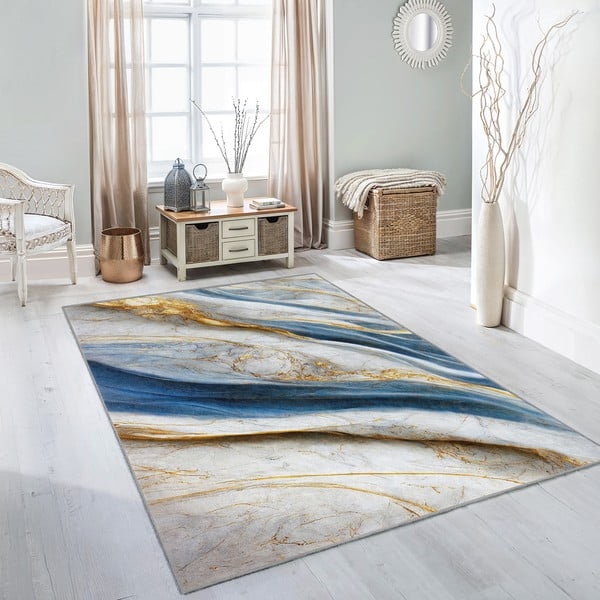 Zils mazgājams paklājs 80x150 cm Golden Spill – Mila Home-image-2