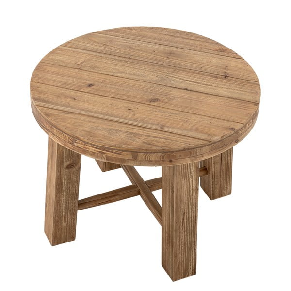 Tumša dabīga toņa apaļš žurnālgaldiņš ar eksotiskā koka imitāciju ø 60 cm Emmett – Bloomingville-image-2