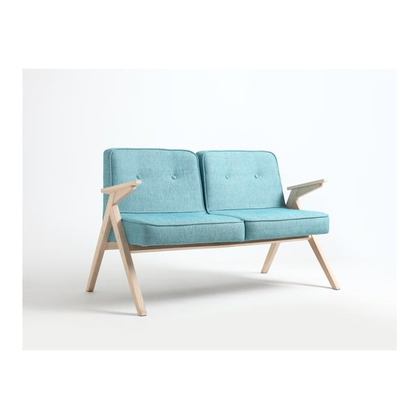 Gaiši zils divvietīgs dīvāns Custom Form Vinc