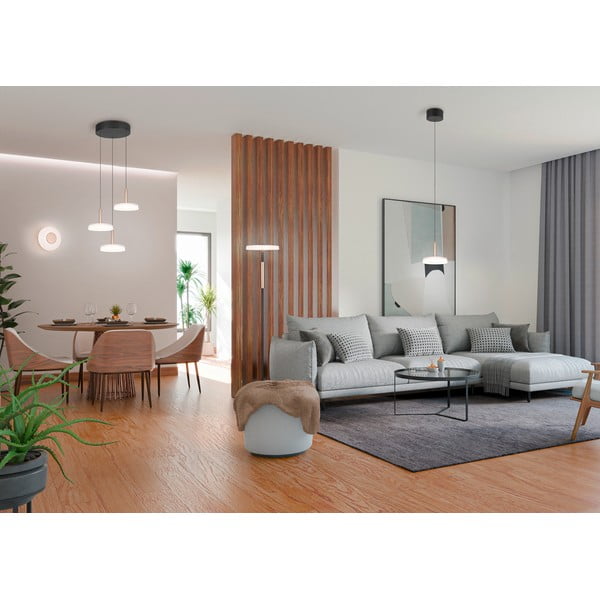 Melnbalta/zelta krāsas LED piekaramā lampa ar regulējamu spilgtumu un stikla abažūru ø 22 cm Celeste – Trio-image-4