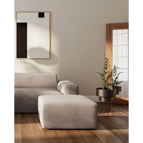 Bēšs velveta izvelkamais stūra dīvāns (kreisais stūris) Fluvio – MESONICA-image-3