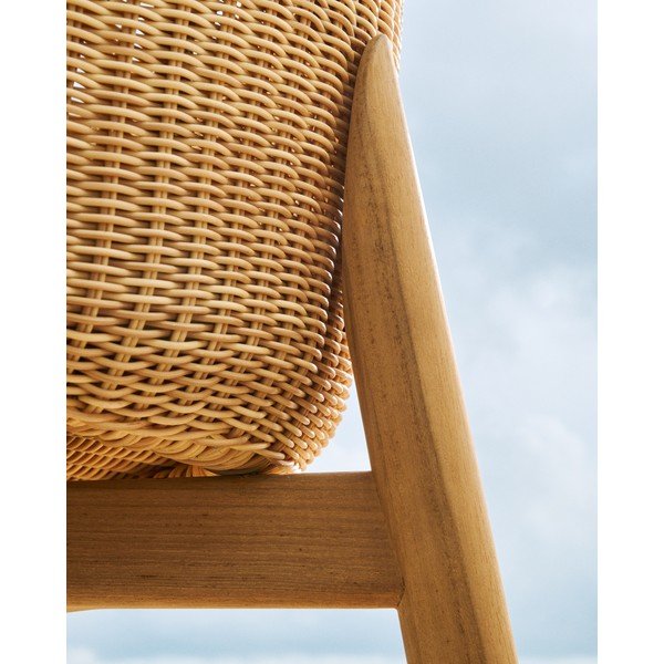 Dabīga toņa polsterēts/rotangpalmas dārza bāra krēsls Galea – Kave Home-image-4