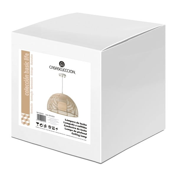 Dabīga toņa rotangpalmas griestu lampa ar rotangpalmas abažūru ø 38 cm Natural Way – Casa Selección-image-3