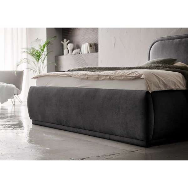 Antracīta pelēka polsterēta divvietīga gulta ar veļas kasti ar redelēm 160x200 cm Soma – Meise Möbel-image-3