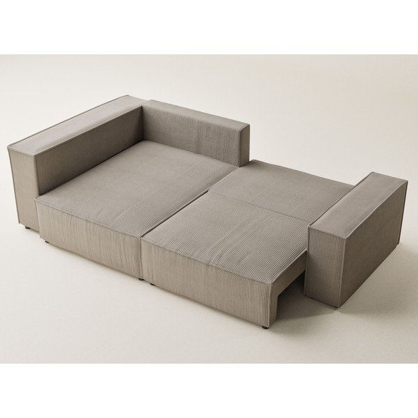 Bēšs velveta salokāms stūra dīvāns ar uzglabāšanas vietu (ar kreiso stūri/L veida) Tonga – Maison de Rêve-image-3