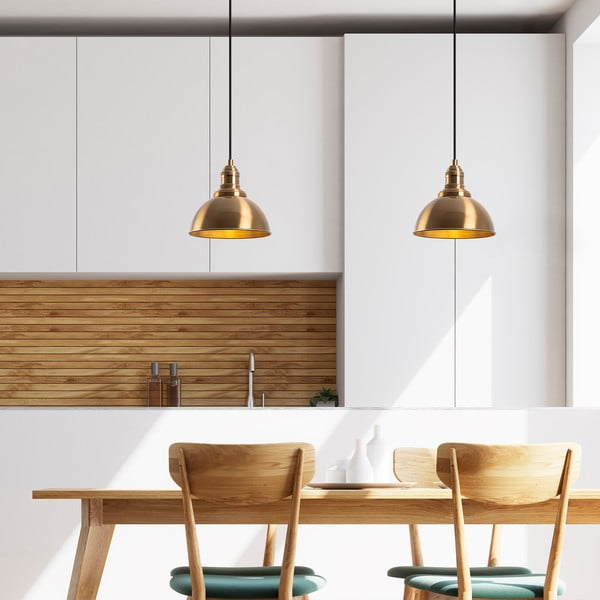 Bronzas krāsas piekaramā lampa ar metāla abažūru ø 21 cm Varzan – Opviq lights-image-1