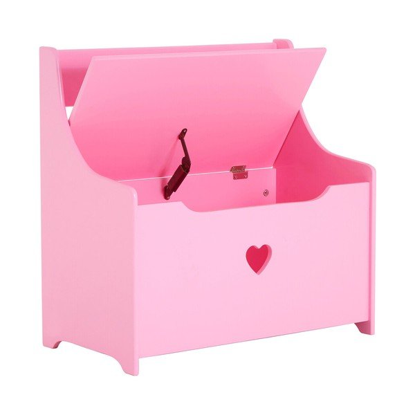 Rozā bērnu skapītis ar soliņu 60x62x34 cm Pink Heart – Premier Housewares-image-2