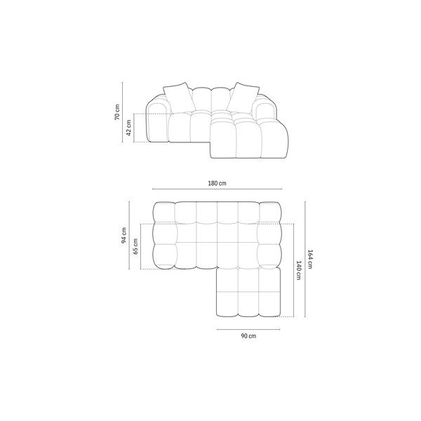 Gaiši brūns stūra dīvāns no šenila auduma (ar labo stūri/ar zvilni) Treno – Cosmopolitan Design-image-4
