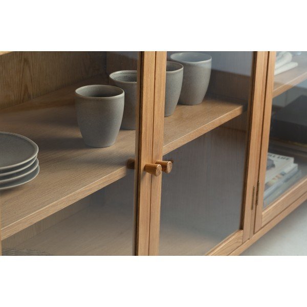 Dabīga toņa vitrīna ar ozolkoka imitāciju 180x80x40 cm Ceci – MOME-image-2