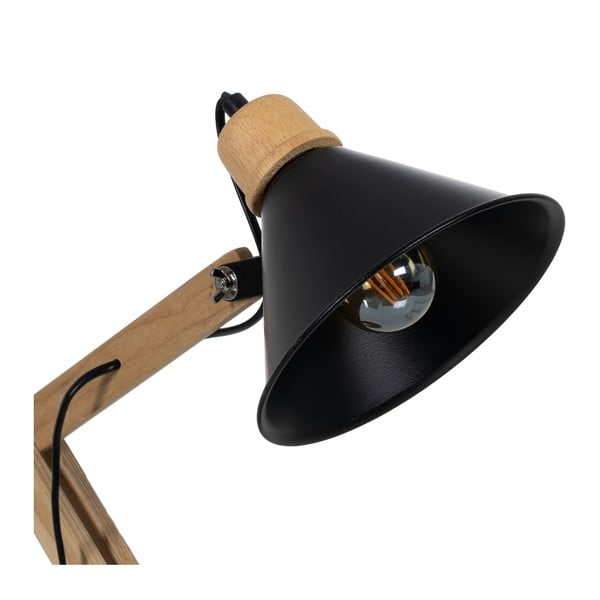 Melna/dabīga toņa galda lampa ar metāla abažūru (augstums 55 cm) – Ixia-image-1